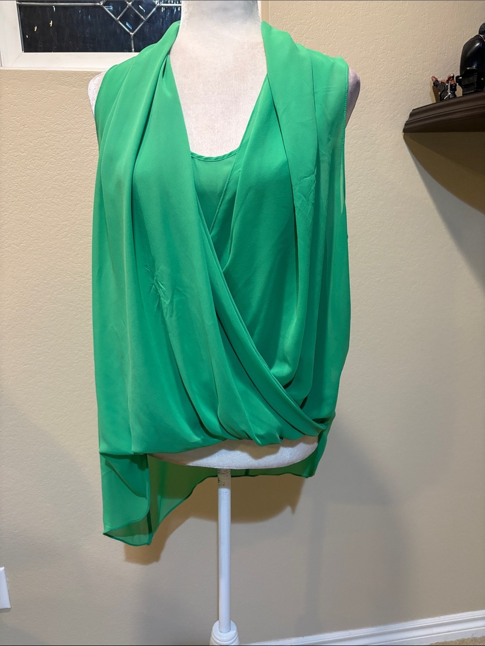 Vince Camuto Emerald Green Draped Sleeveless Camisole